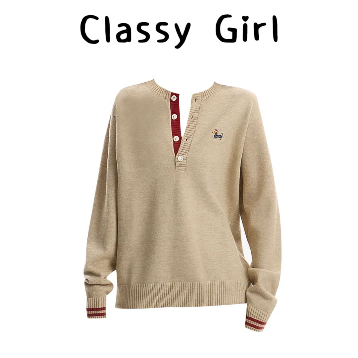 韩系慵懒风亨利领毛衣女冬季新款宽松显瘦复古撞色针织衫套头上衣,女装/女士精品,大码内搭,淘宝优惠券,粉丝福利购,淘宝优惠卷