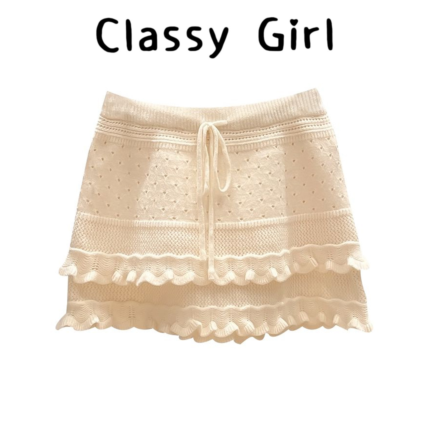 韩系纯色木耳边针织半身裙女2025年秋季新款高腰显瘦A字蛋糕裙,女装/女士精品,大码半身裙,淘宝优惠券,粉丝福利购,淘宝优惠卷