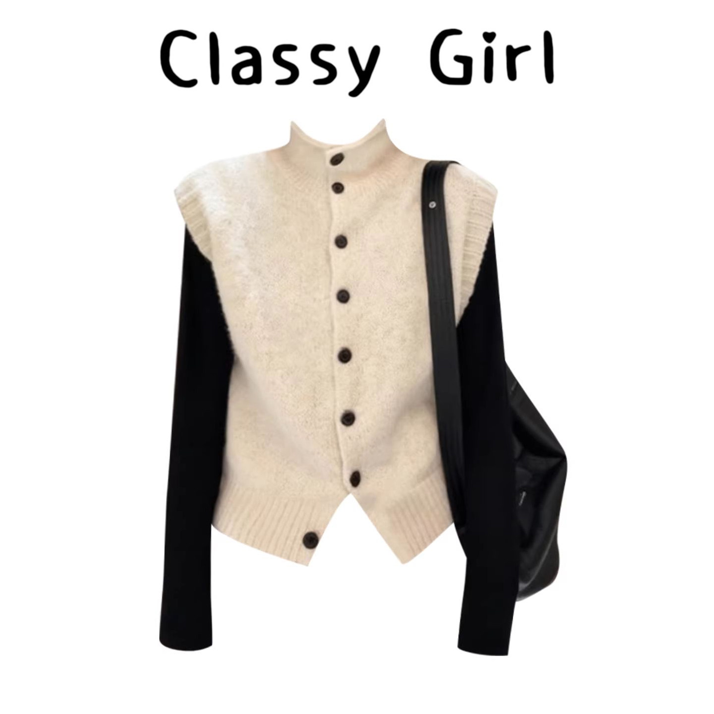 韩系高领单排扣无袖针织马甲女秋冬内搭修身T恤时尚极简风两件套,女装/女士精品,大码内搭,淘宝优惠券,粉丝福利购,淘宝优惠卷