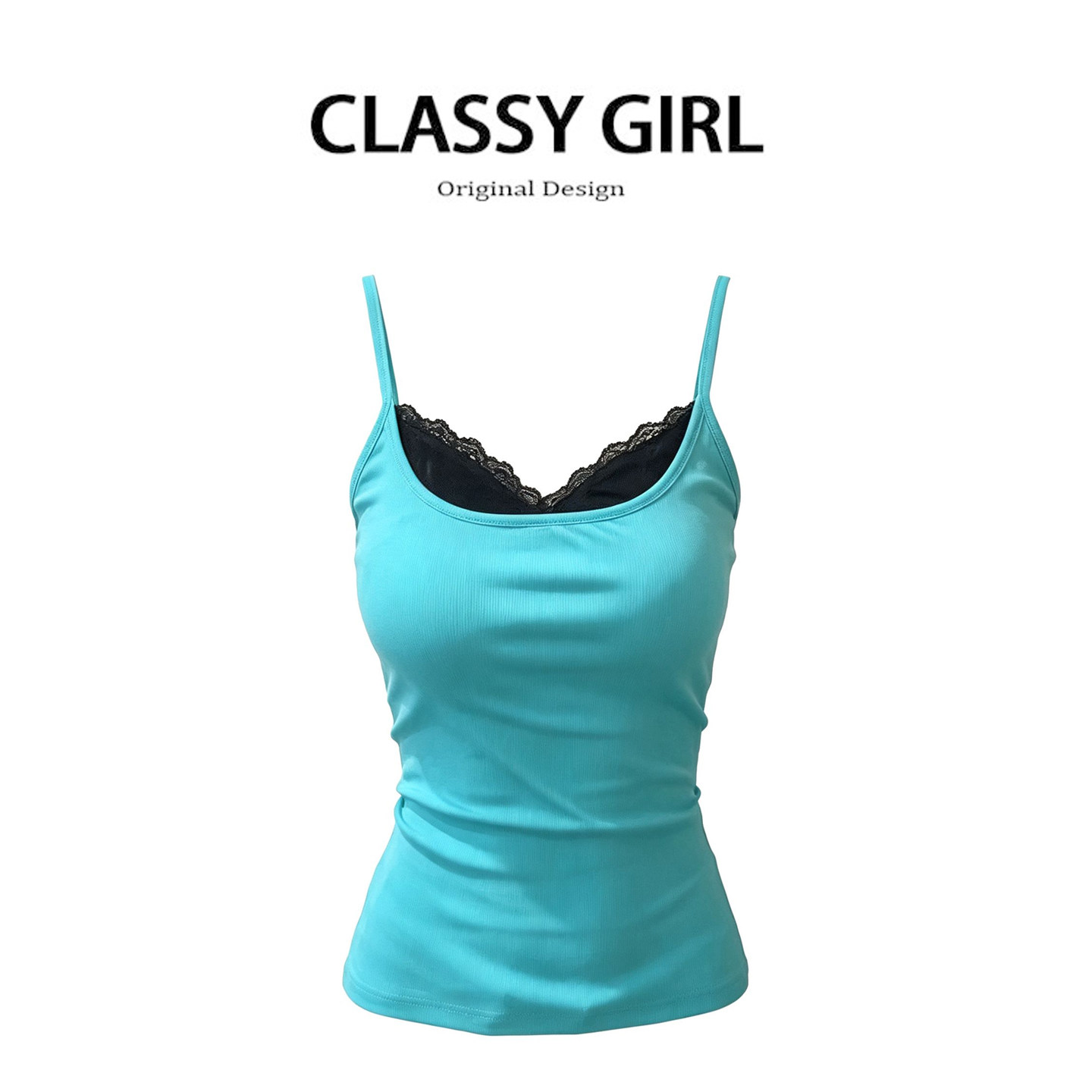 Classy girl 韩国古早感蕾丝拼接性感吊带背心女夏外穿假两件上衣