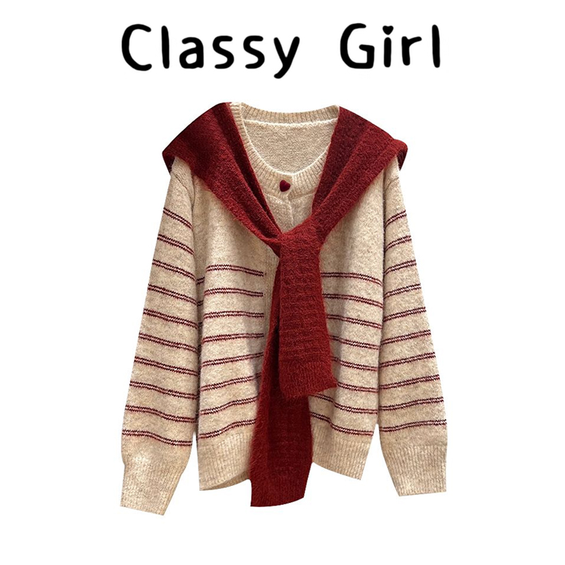 秋冬显瘦披肩慵懒外套衣两件套