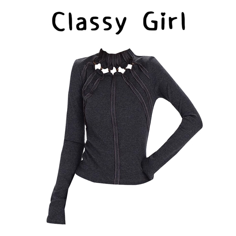 秋冬美式复古辣妹设计感修身上衣