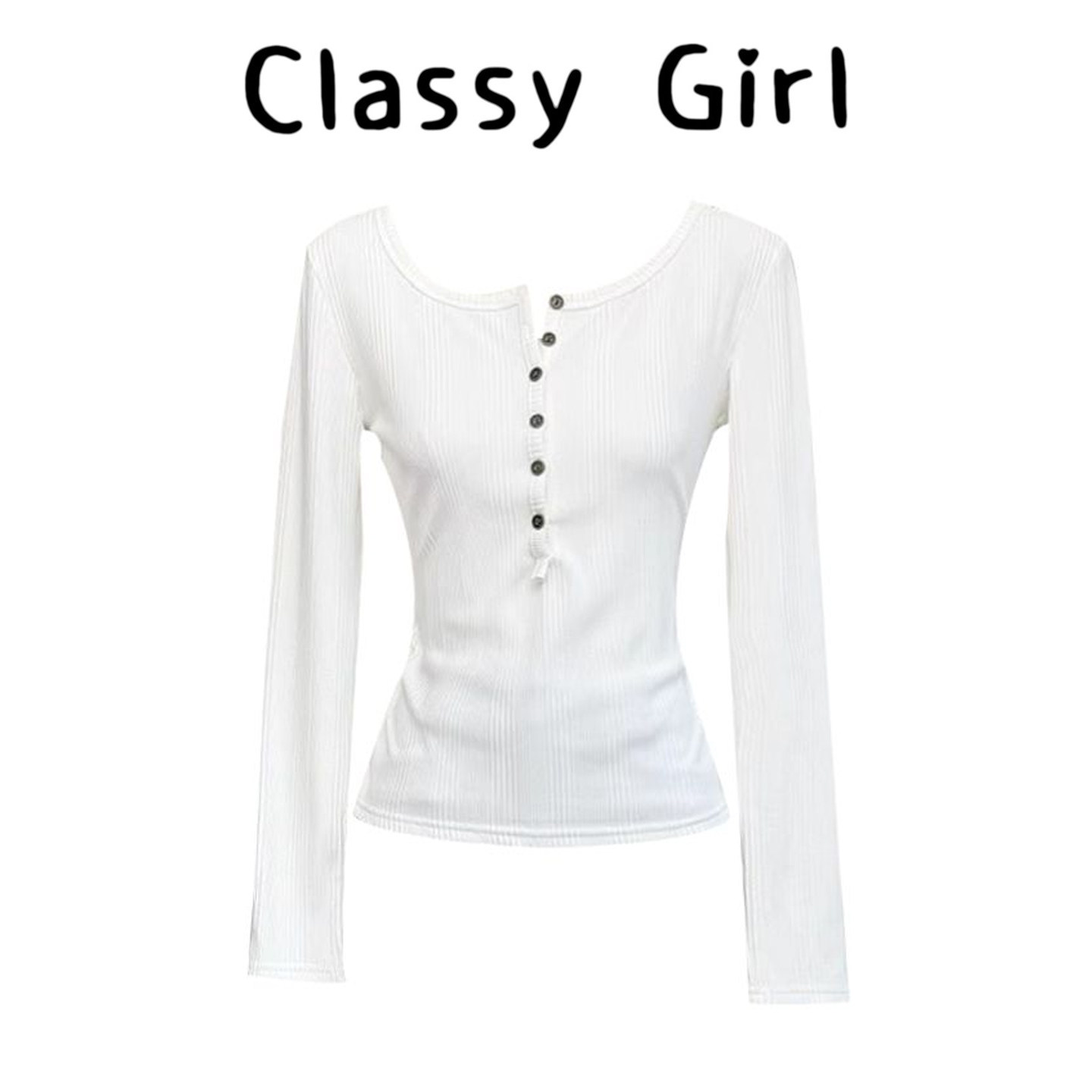 秋冬修身设计感V领内搭T恤上衣