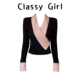 Classy 撞色珍珠拼接V领上衣女加厚打底 法式 girl 玫瑰烫金