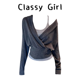 灰色卫衣女款2026新款秋冬无帽巨好看的宽松慵懒风套头外套早春