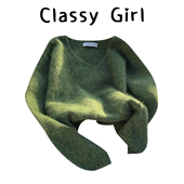 软糯奶呼呼绿色V领浣熊绒毛衣女秋冬大码 胖MM宽松慵懒针织衫 上衣