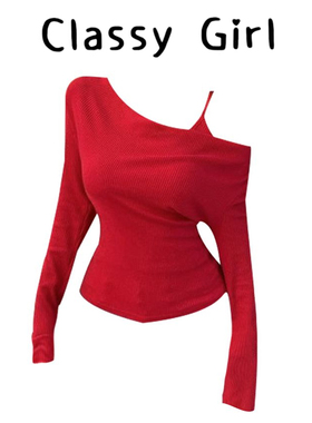 【一分钟恋人】新年氛围红色针织T恤女冬季内搭针织衫上衣套装