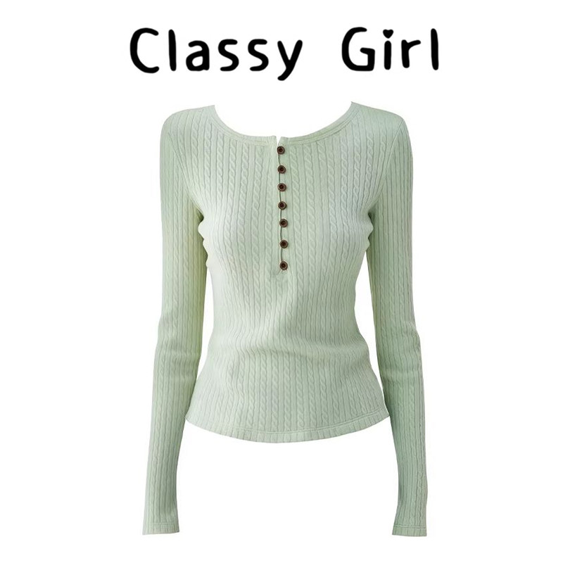 Classy girl 亨利领扭麻花打底长袖T恤秋冬修身显瘦内搭叠穿上衣,女装/女士精品,大码内搭,淘宝优惠券,粉丝福利购,淘宝优惠卷