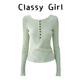 Classy 显瘦内搭叠穿上衣 T恤秋冬修身 girl 亨利领扭麻花打底长袖