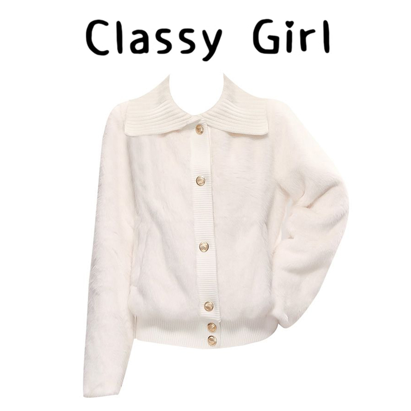 甜美可爱风设计感软糯大翻领仿皮草冬季气质高级感白色毛毛外套女