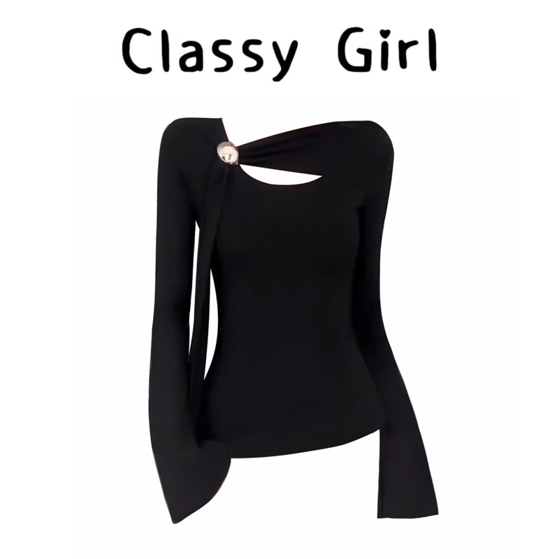 秋冬小众辣妹风设计感打底衫T恤