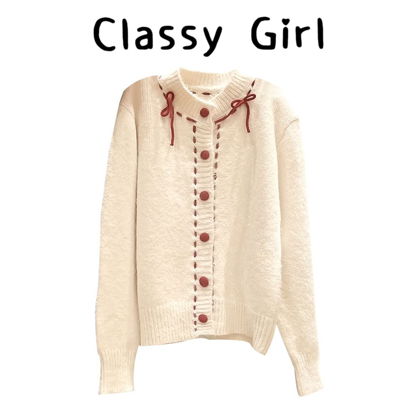 秋冬韩系蝴蝶结加厚针织毛衣上衣