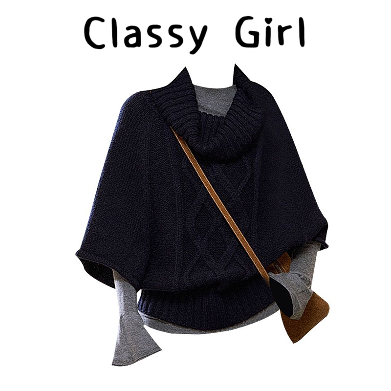 早秋复古百搭慵懒风斗篷披肩上衣