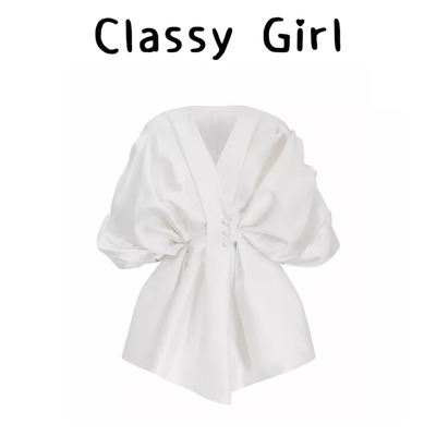 法式小众高级感泡泡袖衬衫