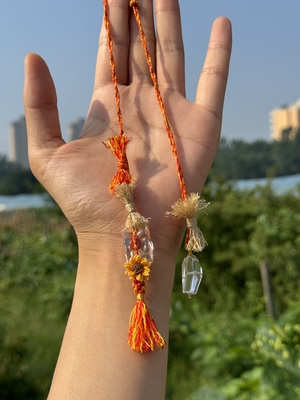 七夕节礼物天然白水晶嘎拉哈吊坠纯手工编绳雕刻送给心爱的女孩
