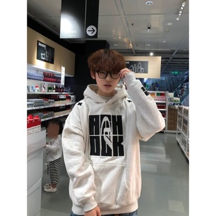 2025新款重磅美式高街刺绣复古连帽卫衣男款灰色加绒加厚宽松上衣