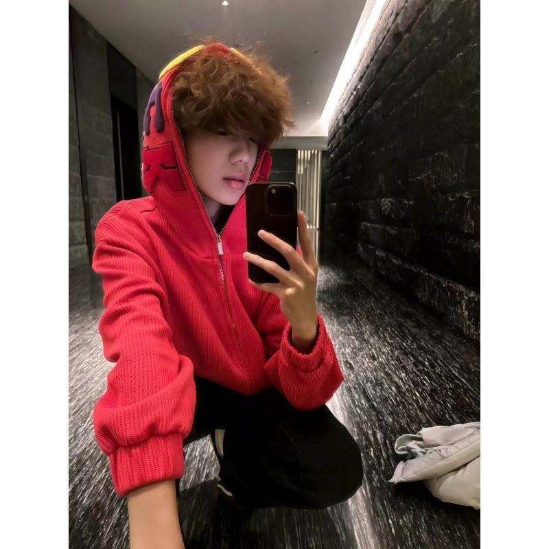 2026春季高级感毛巾字母刺绣连帽卫衣男新款美式街头潮牌开衫外套,男装,卫衣,淘宝优惠券,粉丝福利购,淘宝优惠卷