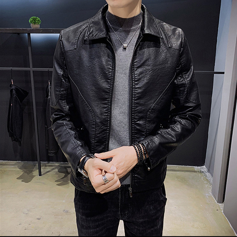 高端真皮皮衣男修身韩版帅气机车皮夹克秋冬加绒加厚休闲青年外套