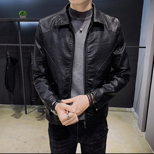 高端真皮皮衣男修身韩版帅气机车皮夹克秋冬加绒加厚休闲青年外套
