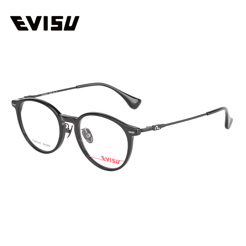 EVISU惠美寿时尚潮流钛金属椭圆框可配蓝光镜片9050