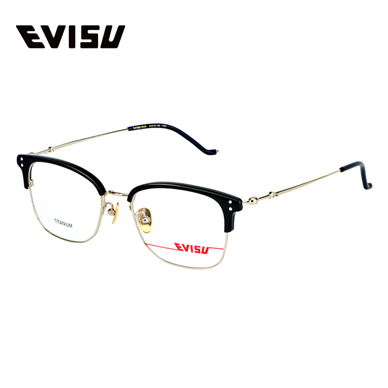EVISU眼镜惠美寿男女近视镜细镜腿时尚半框钛金板材镜框9030