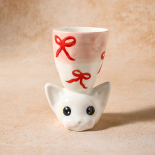 PKUK手作陶瓷杯可爱小猫趣味杯酸奶杯茶杯七夕新婚生日礼物马克杯