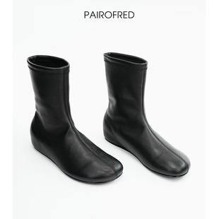 row风2025新款 小踝靴内增高袜靴 弹力靴显瘦羊皮瘦瘦靴女短靴法式