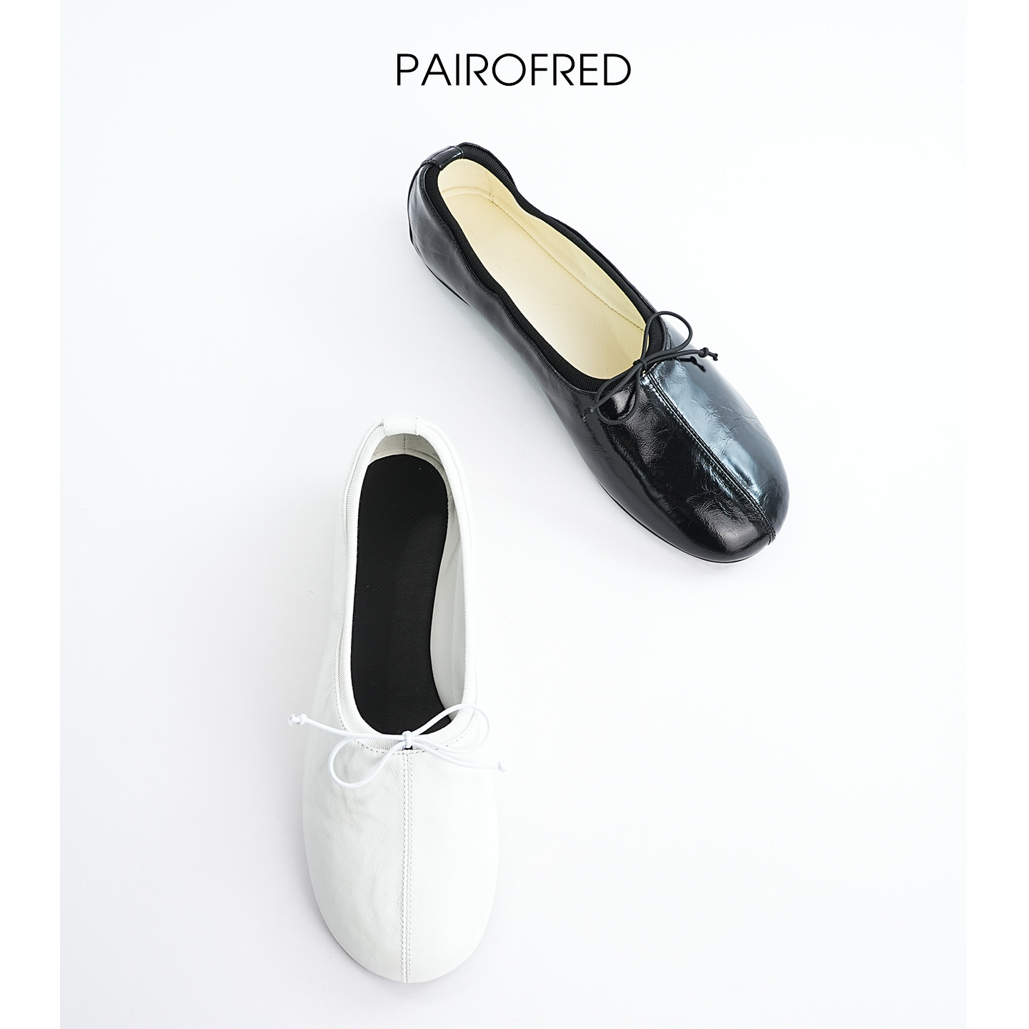 法式慵懒复古蝴蝶结真皮芭蕾舞鞋亮面弹力带简约单鞋女平底奶奶鞋