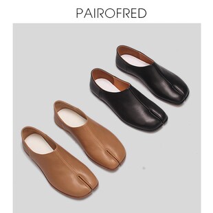 分趾鞋 乐福鞋 新款 tabi小众复古单鞋 女奶奶鞋 马蹄平底穆勒鞋 MM春季