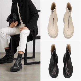 冬季 厚底短靴前拉链烟筒靴马丁靴真皮休闲增高小个子 row风原楦版