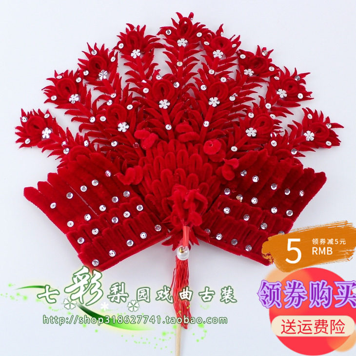 七彩戏曲服装新款红色古装大绒凤头饰旗头用品戏剧坐宫红 绒正凤