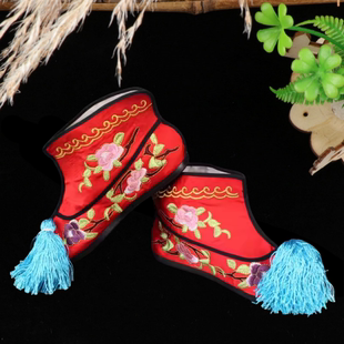 戏曲用品平底彩鞋越剧京剧快靴武旦刀马旦穆桂英彩快女绣花打兵鞋
