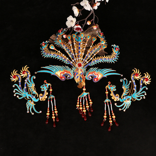 京剧花旦金胎正凤头饰演出手工点绸头面青衣戏曲包头用品各款点绸