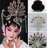 旦角戏剧水钻正凤头饰红娘发髻 青衣古装 七彩梨园新款 戏曲黑色各式