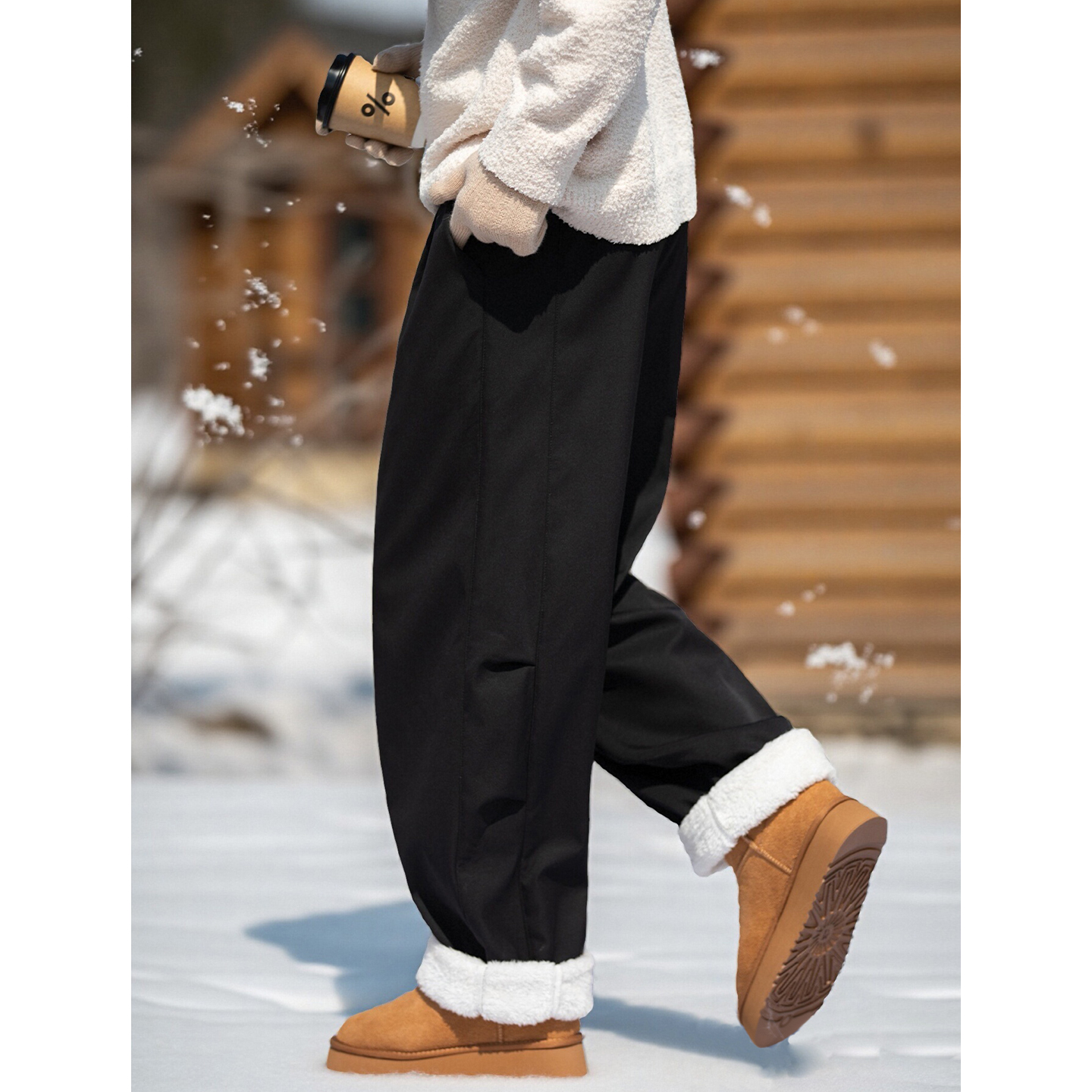 男士加绒裤子冬季微收脚重磅加厚