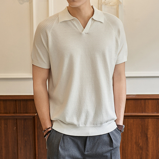轻奢风翻领POLO衫 短袖 针织透气商务高级感休闲男士 T恤 男2026夏季