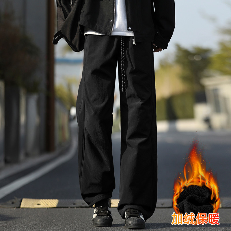 美式加绒伞兵裤男秋冬季加厚防风