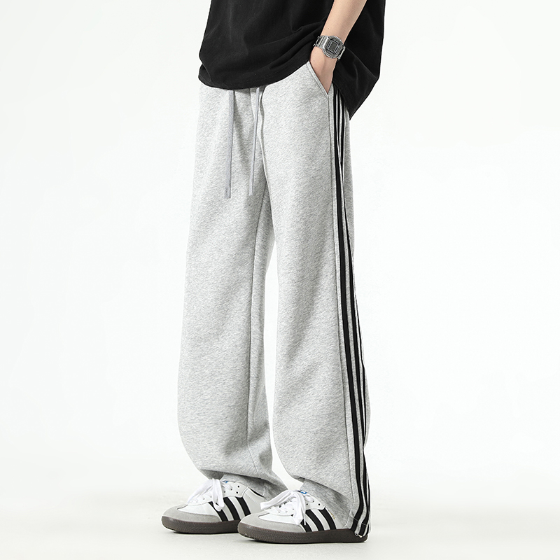 美式条纹卫裤男秋季潮牌宽松重磅