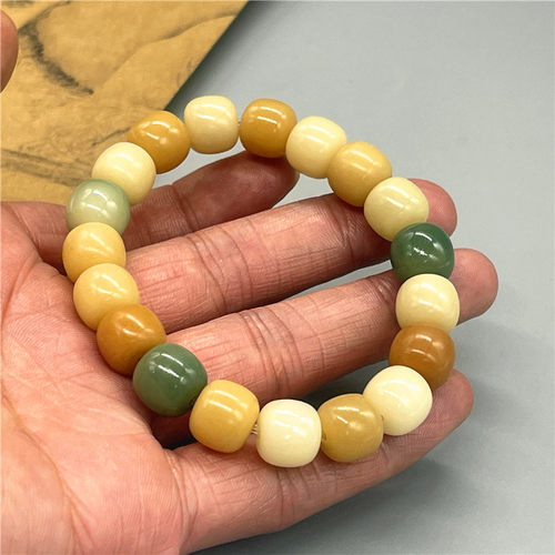 天然风化菩提根彩色菩提子手链串