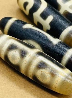 保真西藏天然玛瑙老天珠牙黄50长