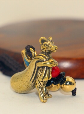西藏生肖鼠纯黄铜摩托车挂饰吊坠