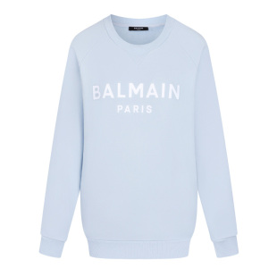 BALMAIN巴尔曼21秋冬新品女士圆领长袖卫衣棉质套头上衣 蓝白两色