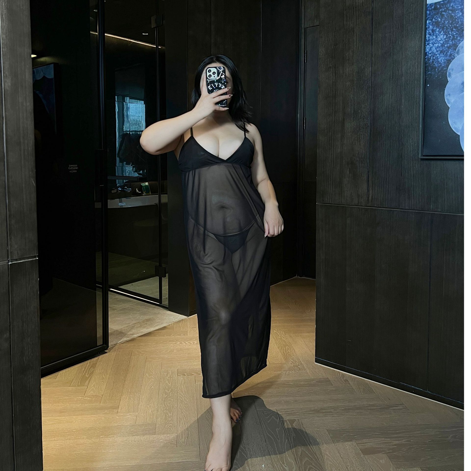 半透性感 高开叉网纱蕾丝吊带睡裙连衣裙女内衣家居2024新款套装