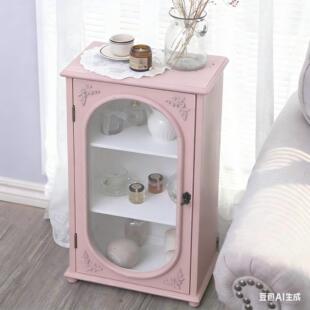 法式复古轻做旧玻璃门斗柜床头柜小型餐边柜展示柜卧室收纳手办柜