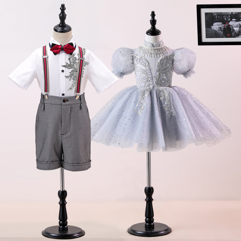 儿童合唱演出服小学生诗歌朗诵服装合唱服幼儿园男女童主持人礼服