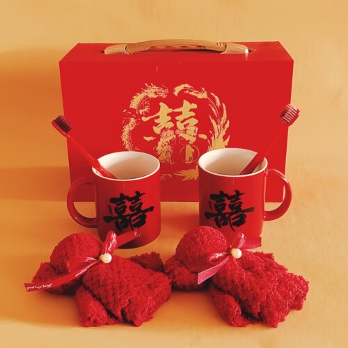 红鸾缘梦新婚情侣陶瓷洗漱杯套装