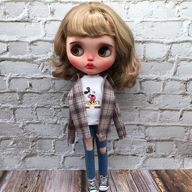 blythe小布ob24 licca azone 芭可比儿新格子衬衣两色入 手作娃衣