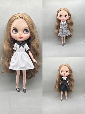 blythe小布娃娃衣服ob22 ob24 azone丽佳芭可比儿娃衣 圆领连衣裙