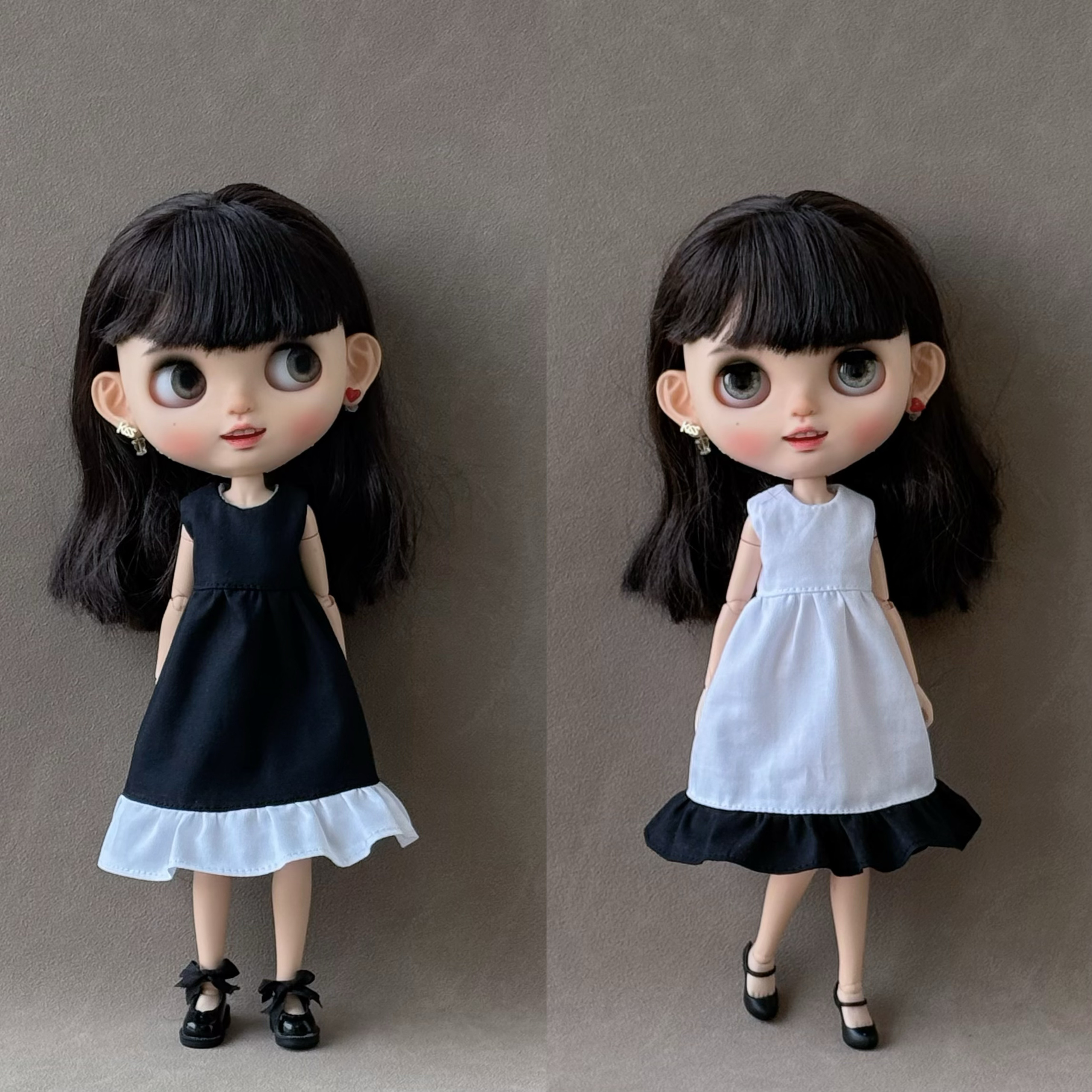 小布blythe娃衣ob24 ob27 azone s 6分芭可比儿娃衣 荷叶边连衣裙