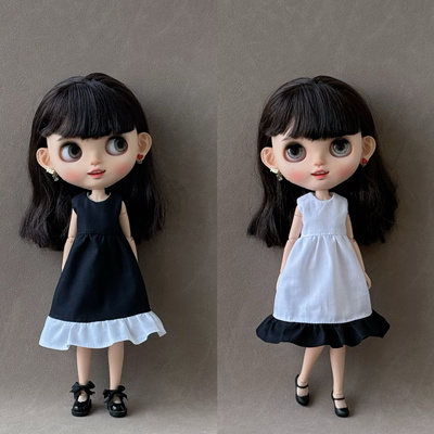 小布blythe娃衣ob24 ob27 azone s 6分芭可比儿娃衣 荷叶边连衣裙